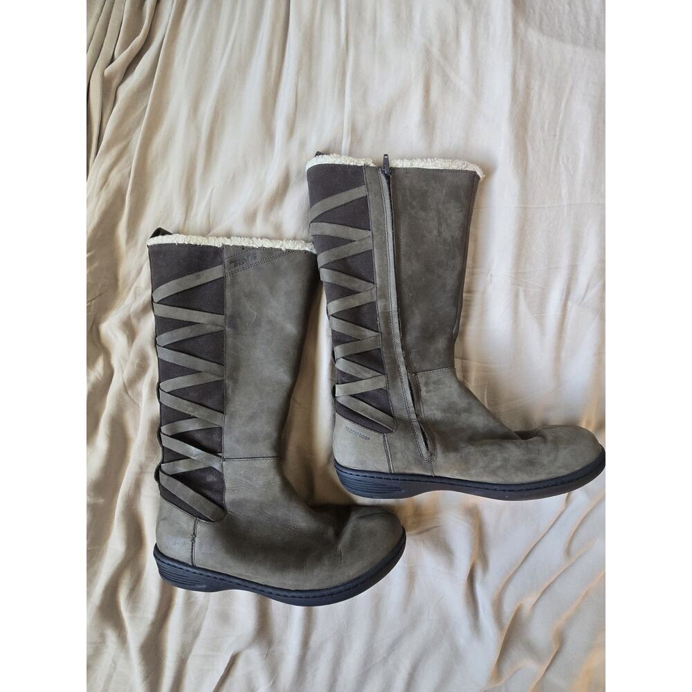 Teva Figueroa Waterproof Tall Leather Suede Warm Lined Boots 9.5 Turkish Coffee